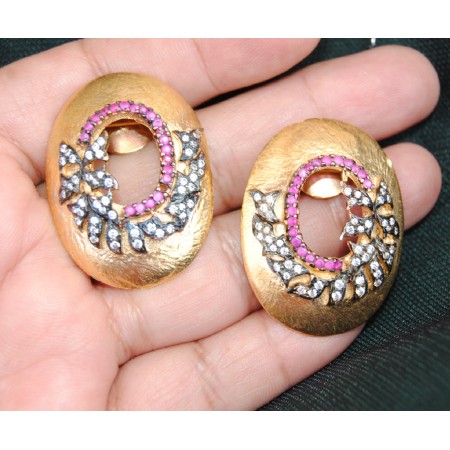 Grecian Gold Stud Earrings with Rubies Grecian Gold Stud Earrings with Rubies